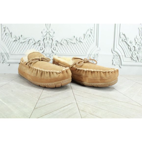 LL Bean Brown Suede Slip On Wicked Good Original Moccasin Slippers 11 Wide - Picture 3 of 9